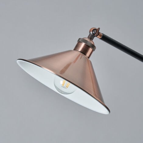 Litecraft Danica Floor Lamp Adjustable Base With Diner Shade - Antique Copper