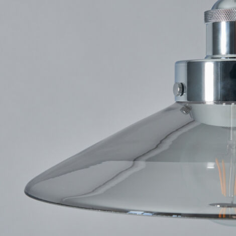 Litecraft Ceiling Pendant 1 Light With Smoke Tint Glass Shade - Polished Chrome