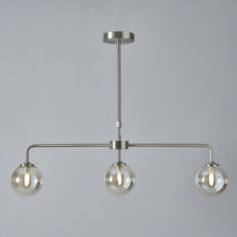 Litecraft Sitara Ceiling Pendant 3 Light With Tiinted Glass Shade - Satin Nickel