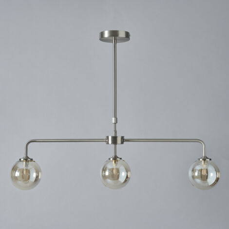 Litecraft Sitara Ceiling Pendant 3 Light With Tiinted Glass Shade - Satin Nickel