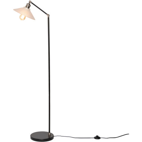 Litecraft Aya Floor Lamp Adjustable Base With Frosted Glass Shade - Satin Nickel (1/5)