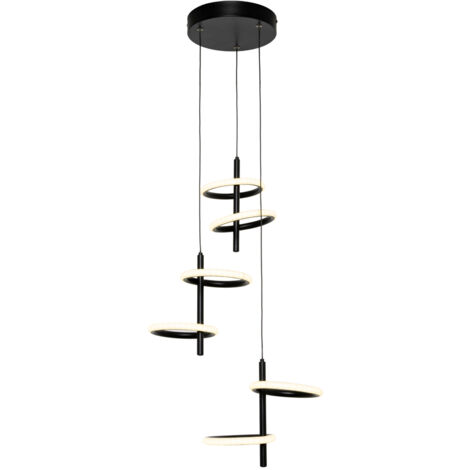 Litecraft Geo Ceiling Pendant 30 Watt Integrated LED Rings 6 Light - Matte Black (1/5)