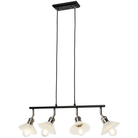 Litecraft Aya Ceiling Pendant Industrial 3 Light With Glass Shades- Satin Nickel