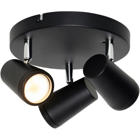 Litecraft Trisha Spotlight Plate Bathroom GU10 Adjustable 3 Light - Matte Black