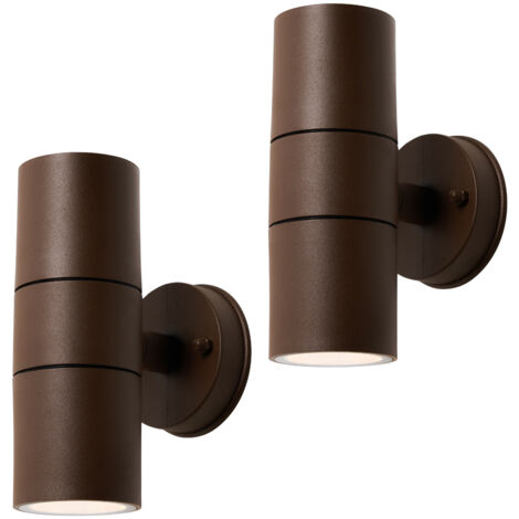 Litecraft Fibo Up & Down Wall Light IP44 Rated GU10 Garden Fitting in Rust - 2 Pack (1/5)