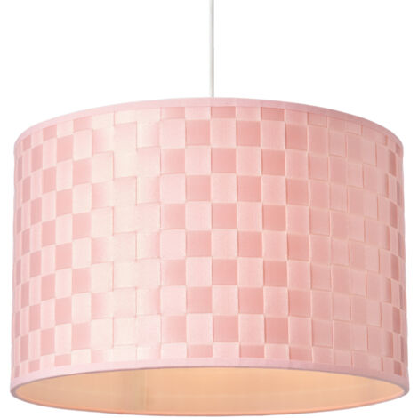 Litecraft Sovin Light Shade 35cm Woven Easy Fit Drum Ceiling Lampshade - Pink