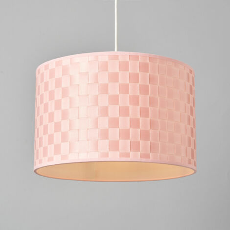 Litecraft Sovin Light Shade 35cm Woven Easy Fit Drum Ceiling Lampshade - Pink