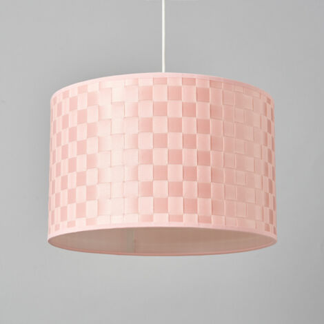 Litecraft Sovin Light Shade 35cm Woven Easy Fit Drum Ceiling Lampshade - Pink