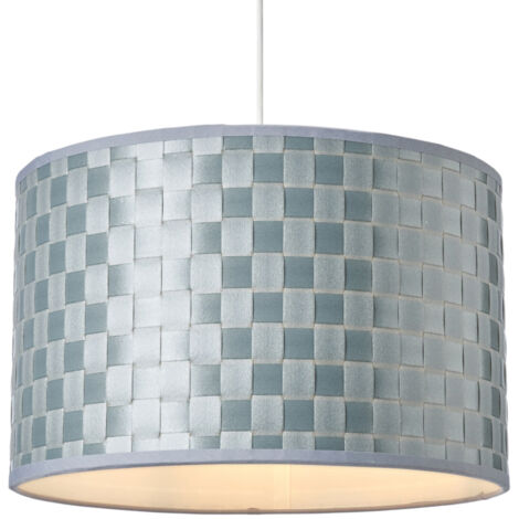 Litecraft Sovin Light Shade 35cm Woven Easy Fit Drum Ceiling Lampshade - Silver