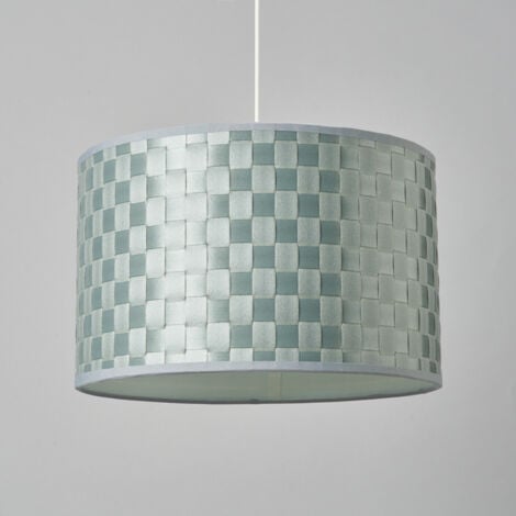 Litecraft Sovin Light Shade 35cm Woven Easy Fit Drum Ceiling Lampshade - Silver