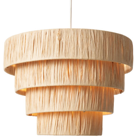 Litecraft Viera Light Shade Raffia Easy Fit 4 Tiered Ceiling Lampshade - Natural (1/5)