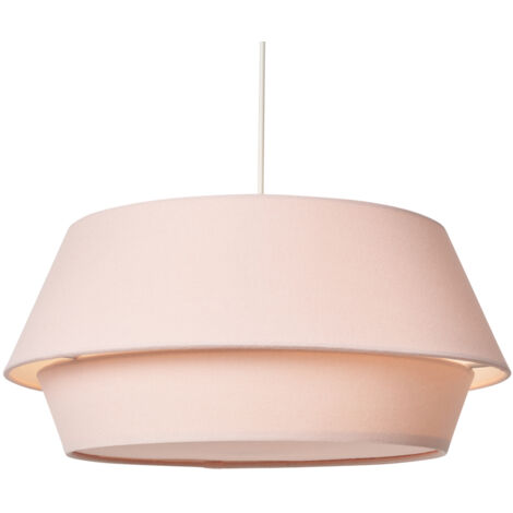 Litecraft Ellie Light Shade Linen Drum 46 cm Easy Fit 2 Tiered Lampshade - Pink (1/5)