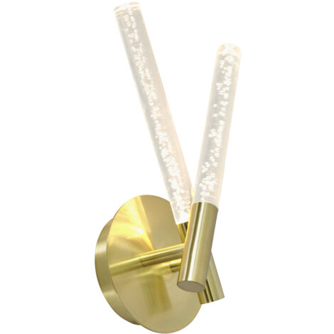 Litecraft Paige Wall Light Bubble Injected 6 Watt LED 2 Arm - Satin Brass, Clear (1/5)