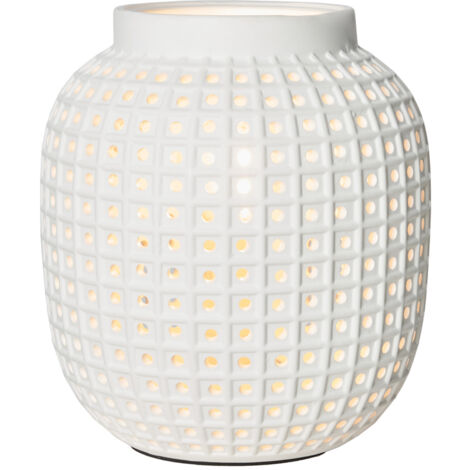 Litecraft Kerry Table Lamp Pierced Vessel Styled Ceramic E14 Base - White (1/5)