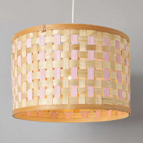 Litecraft Light Shade Woven Drum 35cm Easy Fit Ceiling Lampshade - Pink ...