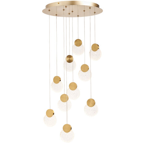 Visconte Oskar Glass Ceiling Pendant Integrated LED 10 Light - Satin Brass (1/5)