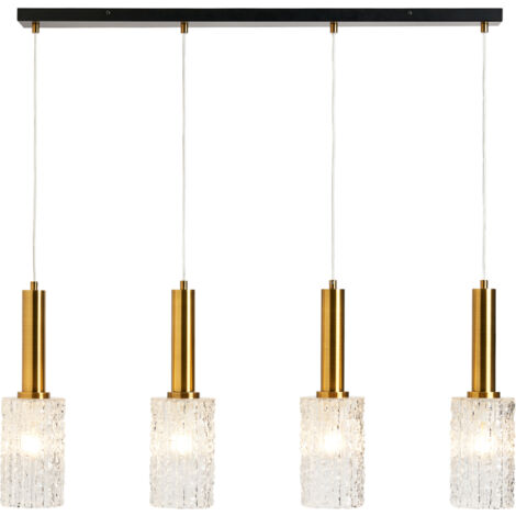 Visconte Hugo Sculpted Glass Ceiling Pendant Bar 4 Light - Matte Black, Satin Brass (1/5)