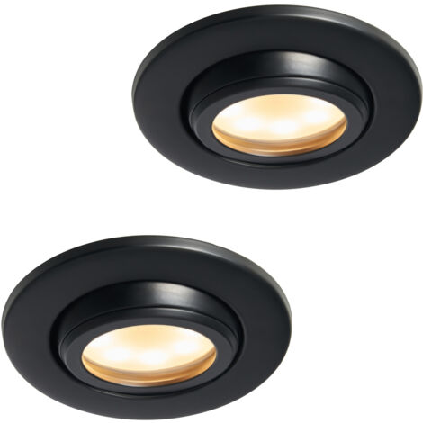 Litecraft Marlowe Fire Rated Tiltable Round IP65 Rated Recessed Downlights in Black - Pack of 2 (1/5)