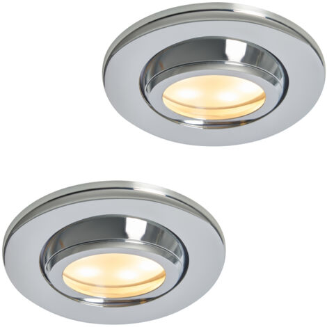 Litecraft Marlowe Fire Rated Tiltable Round IP65 Rated Recessed Downlights in Polished Chrome - Pack of 2 (1/5)
