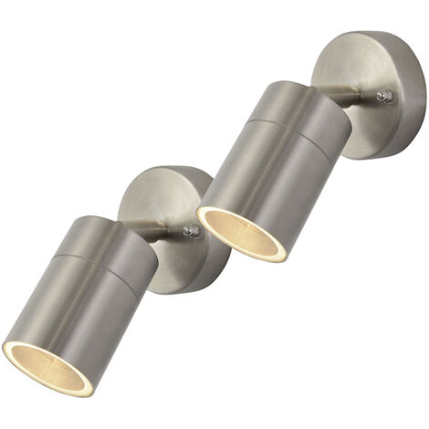 Litecraft Kenn Spotlight Outdoor Wall Ceiling Fitting Stainless Steel - 2 Pack (1/5)