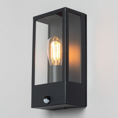 Litecraft Edgworth Wall Light Outdoor Box Lantern With PIR Motion ...