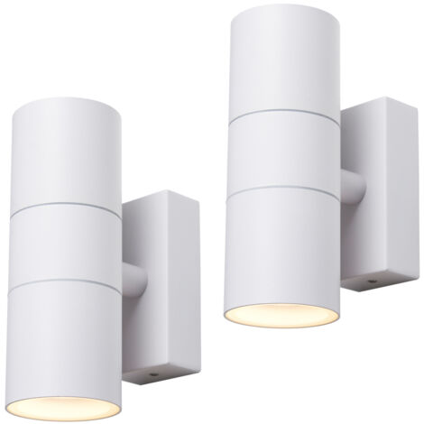 Litecraft Kenn Wall Light Outdoor Up & Down IP65 Rated Fitting in White - 2 Pack (1/5)