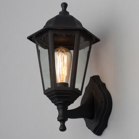 Litecraft Neri Wall Light Outdoor Traditional Style Lantern IP44 Fitting - Black