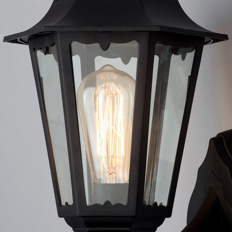 Litecraft Neri Wall Light Outdoor Traditional Style Lantern IP44 Fitting - Black
