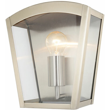 Litecraft Hamble Wall Light Outdoor Curved Lantern Fitting - Stainless Steel (1/2)