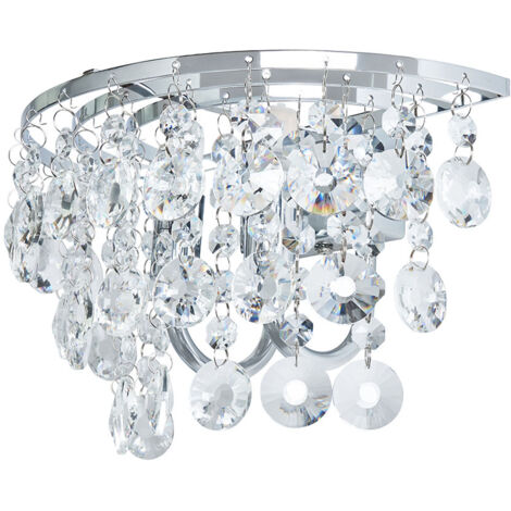 Litecraft Montego Wall Light Crystal Effect Fitting - Polished Chrome