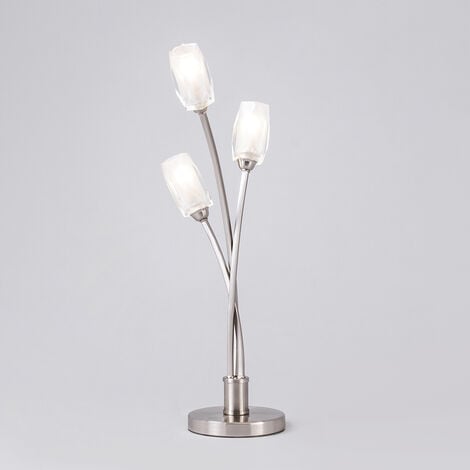 Litecraft Macti Table Lamp 3 Arm Base With Cut Glass Shades - Satin Nickel