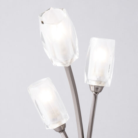 Litecraft Macti Table Lamp 3 Arm Base With Cut Glass Shades - Satin Nickel
