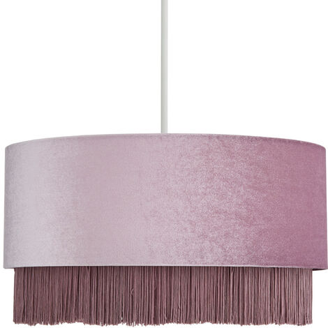 Litecraft Tess Light Shade 35cm Fringed Easy Fit Ceiling Lampshade - Lilac