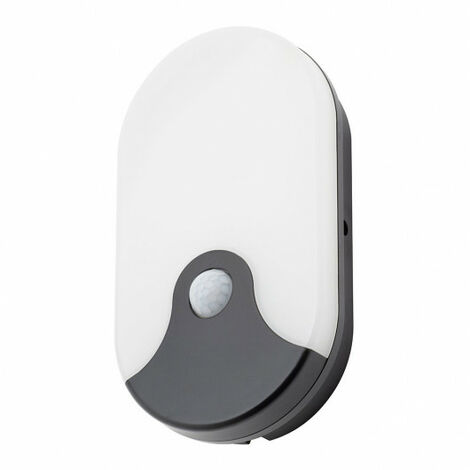 Litecraft Alford Wall Light Outdoor Oval Integrated LED Bulkhead With PIR Motion Sensor - Black (1/5)