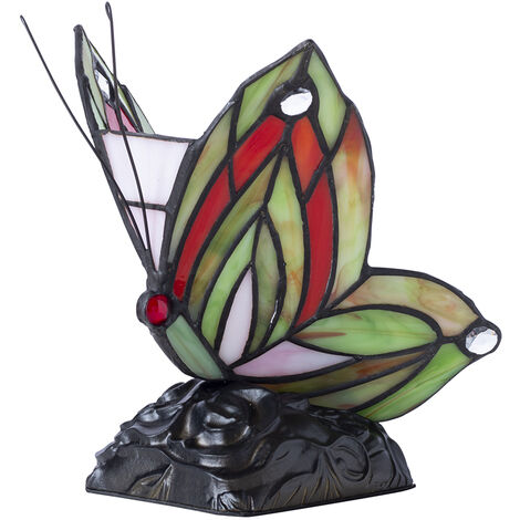 Tiffany by Tiff Table Lamp Butterfly Styled Base - Red, Black Litecraft