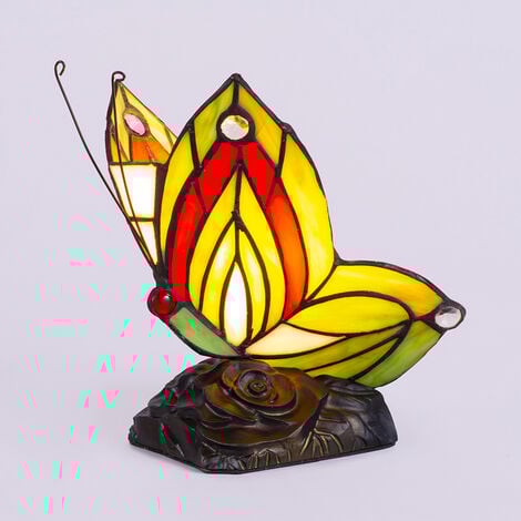 Tiffany by Tiff Table Lamp Butterfly Styled Base - Red, Black Litecraft