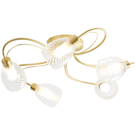 Litecraft Cora Flush Ceiling Light Tangle Bathroom IP44 5 Arm - Satin Brass