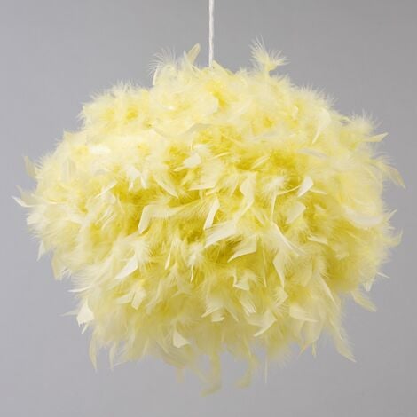 Litecraft Glow Light Shade 40cm Easy Fit Feather Ball Lampshade - Yellow