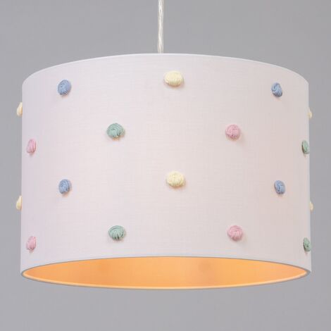 Litecraft Glow Light Shade 30cm Easy Fit Pom Pom Lampshade - White