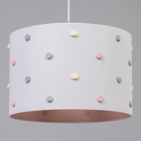 Litecraft Glow Light Shade 30cm Easy Fit Pom Pom Lampshade - White