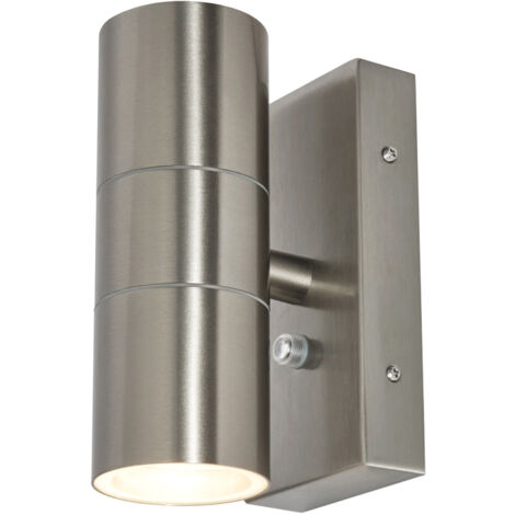 Litecraft Kenn Wall Light Outdoor Fitting With Photocell Sensor - Stainless Steel (1/5)