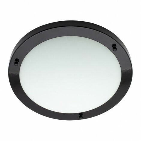 Litecraft Mari Ceiling Light Large Bathroom Flush IP44 Fitting - Satin Black