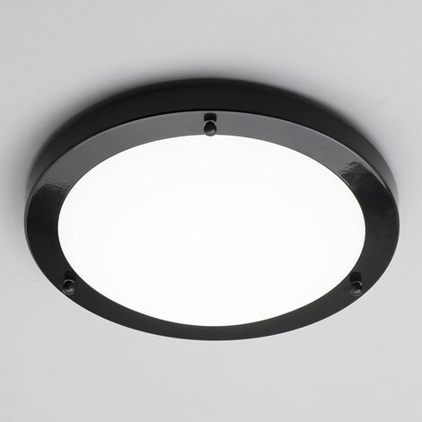 Litecraft Mari Ceiling Light Large Bathroom Flush IP44 Fitting - Satin Black