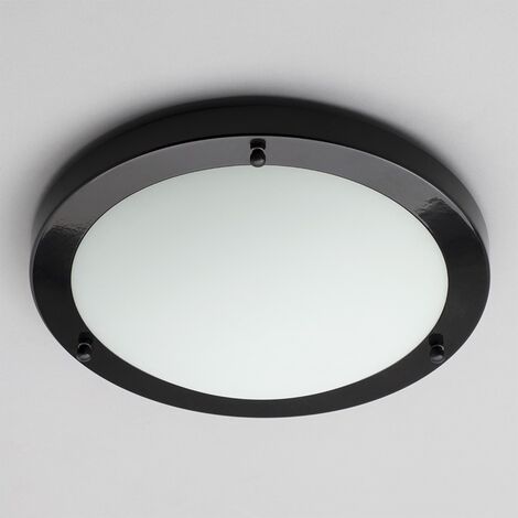 Litecraft Mari Ceiling Light Large Bathroom Flush IP44 Fitting - Satin Black