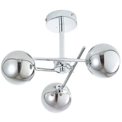 Litecraft Estelle Ceiling Light Bathroom Semi Flush IP44 3 Arm - Polished Chrome