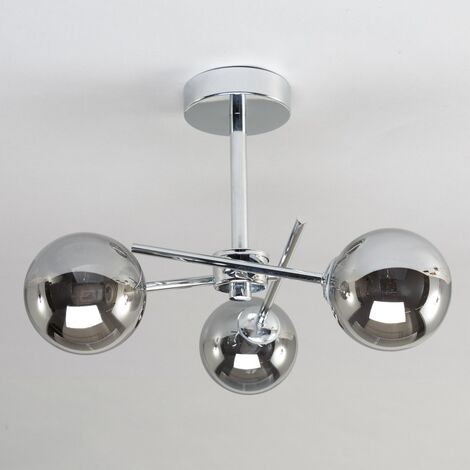 Litecraft Estelle Ceiling Light Bathroom Semi Flush IP44 3 Arm - Polished Chrome