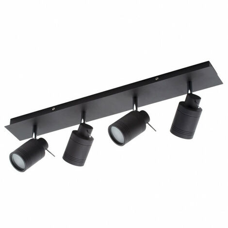Litecraft Hugo Spotlight Bar Bathroom IP44 Adjustable 4 Light - Matte Black