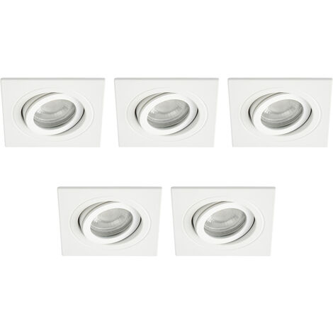 Litecraft Recessed Downlights Tiltable Square IP65 Spotlights in White - 5 Pack