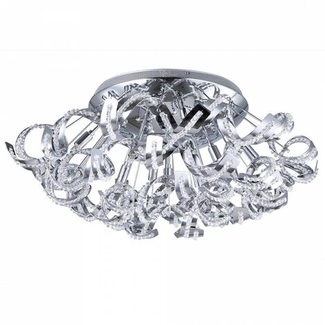Litecraft Twirl Ceiling Light Crystal Effect Semi Flush Mount - Polished Chrome
