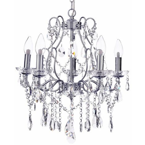 Spa Pro Anya Chandelier Bathroom Crystal Effect 5 Arm Polished Chrome Litecraft (1/5)